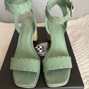 Vince Camuto Shyremin Green Block Heel Sandals